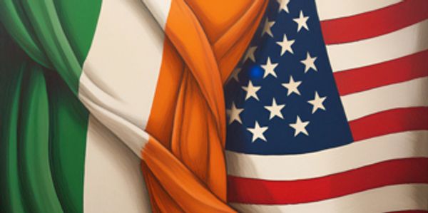 Irish and American flags intertwined