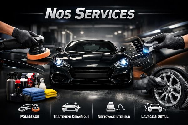 Services de nettoyage et traitement complet pour voitures, polissage, céramique, intérieur et lavage.
