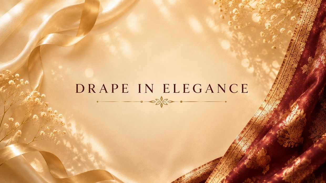 Elegant fabric draped with gold accents and floral details.