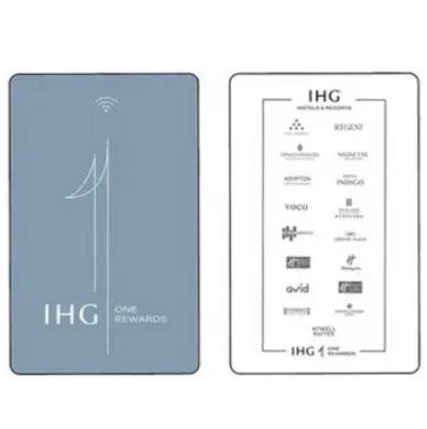 Front and back of an IHG One Rewards membership card.