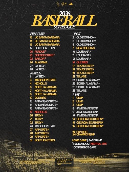 2026 USM Baseball Schedule