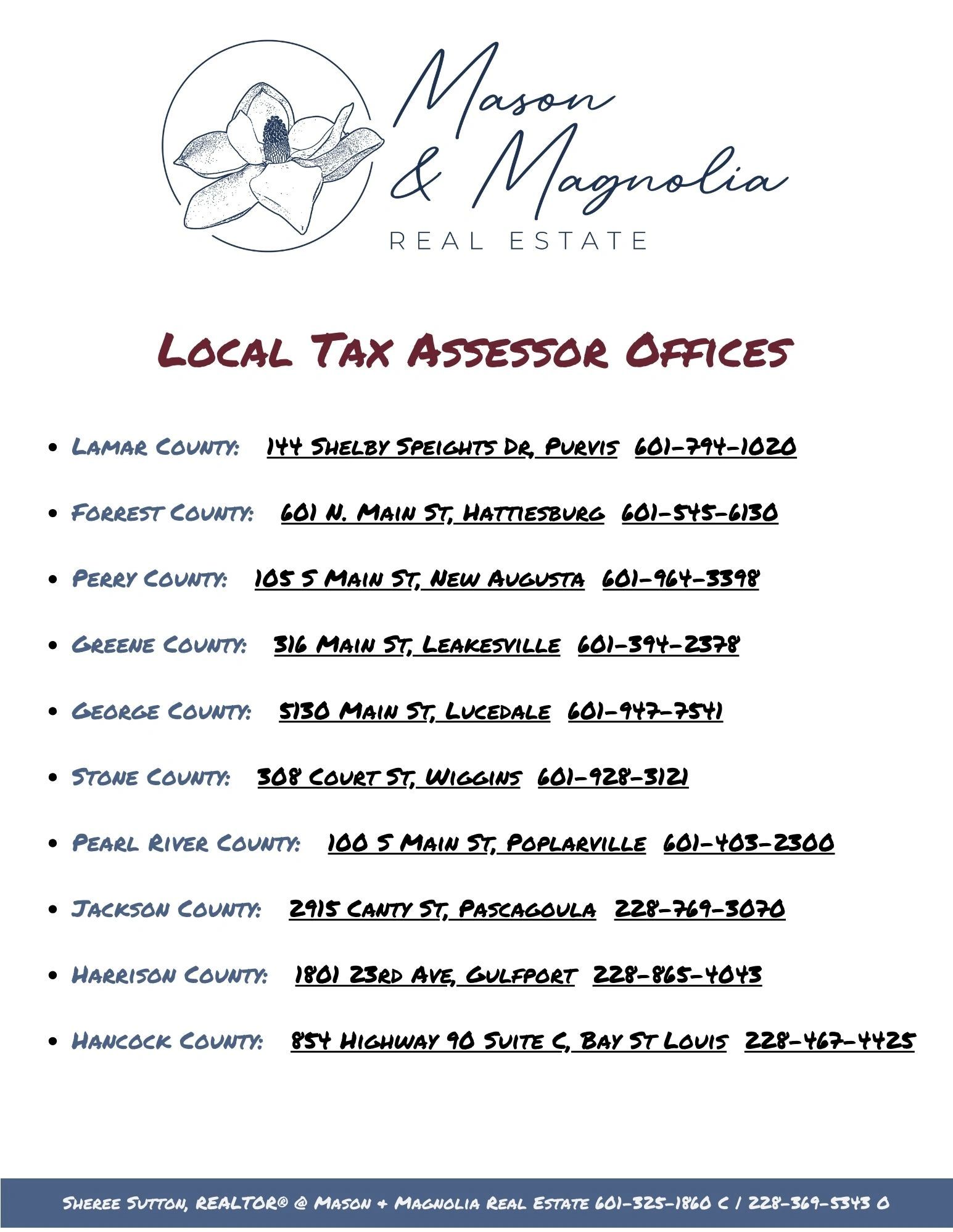 Local Tax Assessors Offices in South Mississippi