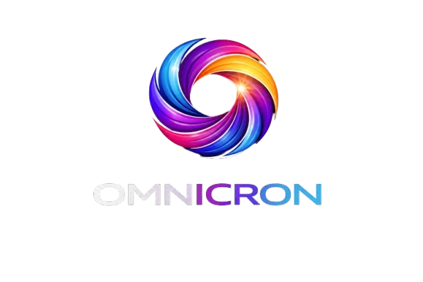 Colorful circular logo with the text 'Omnicron' below it.