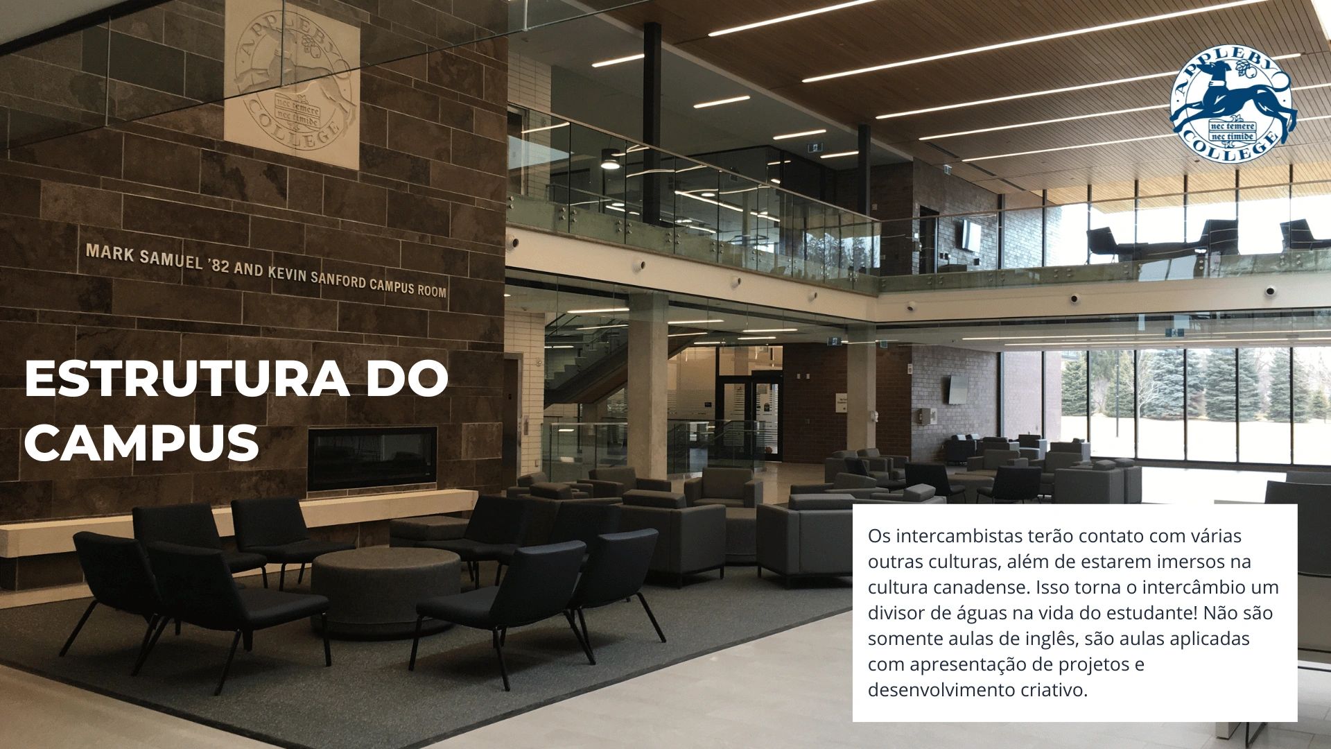 Modern interior of Appleby College campus room.