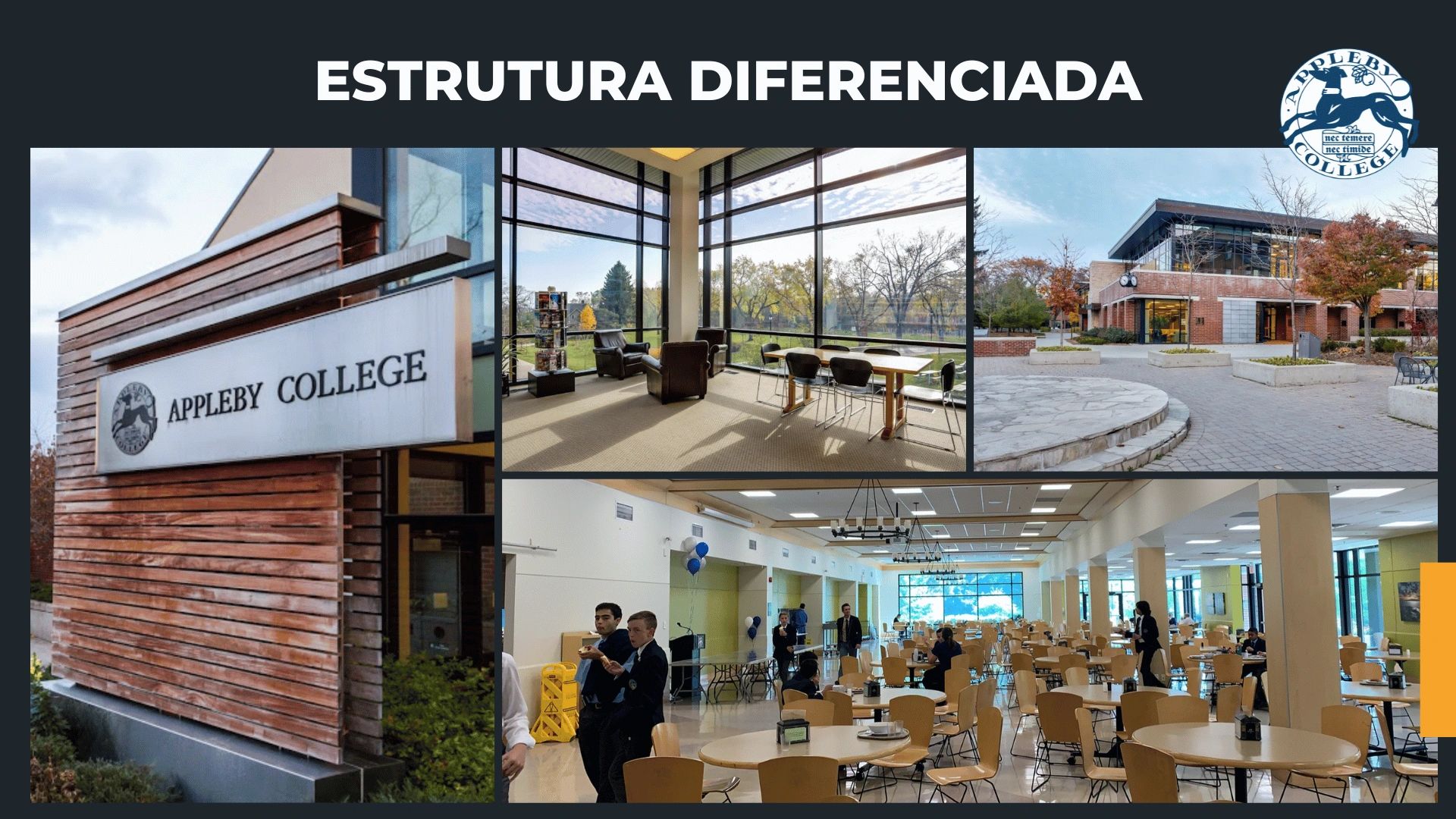 Images of Appleby College's differentiated structure and facilities.