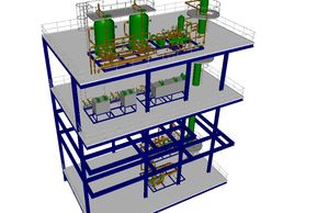 3D model of APSL designed 100 m³/h water injection system. Including filters, DO tower, pumps and CI