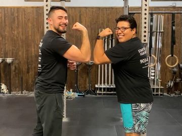 Eric Miller with a fitness client