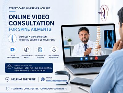 Online video consultation for spine ailments with a specialist surgeon.