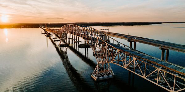 Gov. Harry Nice Bridge at sunset, aerial photography