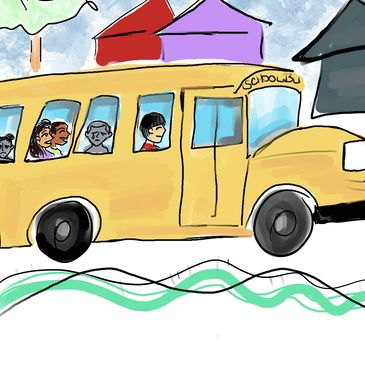 Bus of kids going to school