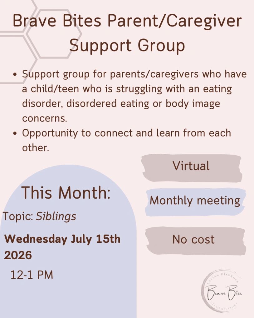Support group for parents of kids with eating disorders, virtual and free.