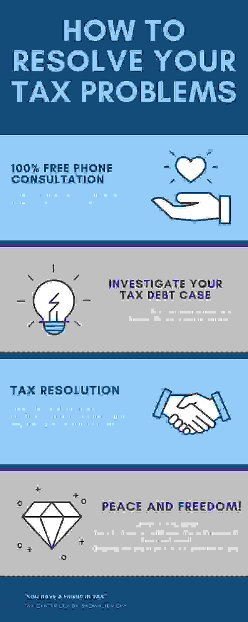 Tax Debt Resolution. Irs installment plan. IRS payment plan. Tax problem help 
Nationwide Tax Debt Help
We have been solving IRS tax problems for the last 10 years. Let us take your worries away.    
Avoid Tax Liens & Levies
Resolve Back Taxes
Stop Wage Garnishment
Reduce IRS Tax Debt
Prepare Unfiled Tax Returns
Stop IRS Seizures
Payroll Tax Problems
Remove IRS interest charges and penalties