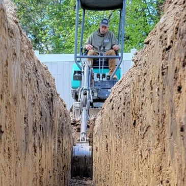 Mini Excavator Digging Trench Footing