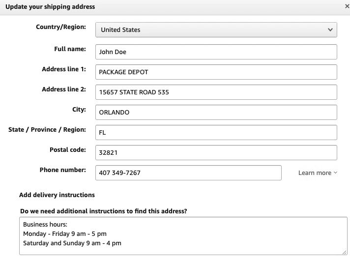 Orlando Package Depot checkout 