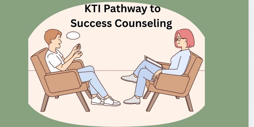 Illustration of a counseling session titled 'KTI Pathway to Success Counseling'.