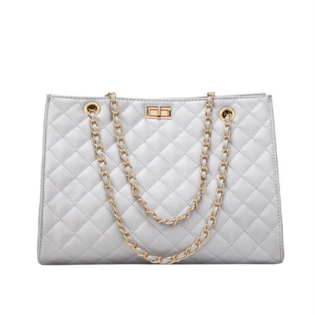 Metallic Silver Quilted Shoulder Bag