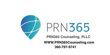 Logo for PRN365 Counseling with contact details and website.