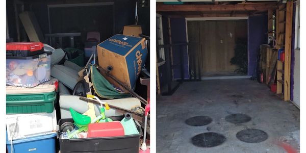 This is a junk removal job in Lakeland, cleaning out a garage full of household items.