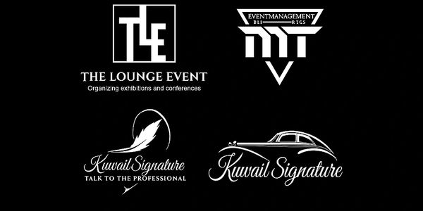 Four monochrome logos for event management and Kuwait Signature brands.