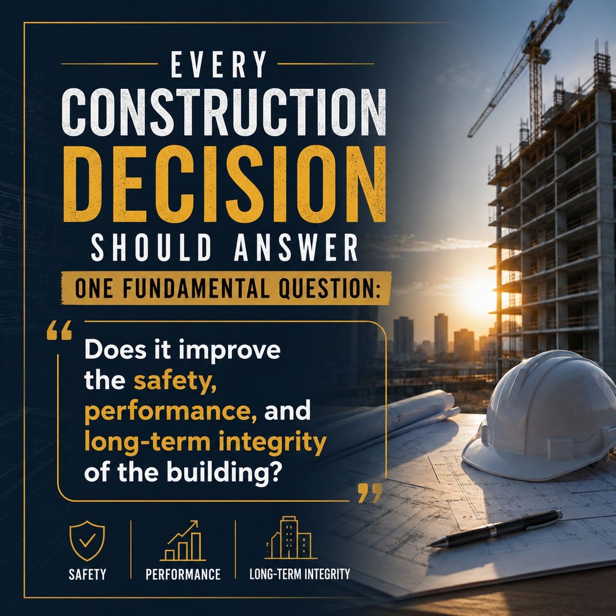 Construction decisions should improve safety, performance, and long-term integrity.