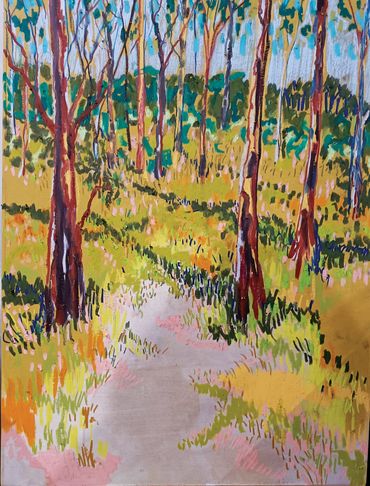 GLENFERN BUSHLAND 
OIL PASTEL ON BOARD 
2021
60X40CM