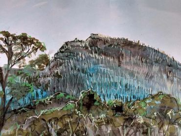 Sketch at Thredbo diggings
paint, charcoal, pencil
A2