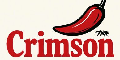 Logo of Crimson featuring a red chili pepper and a black ant.