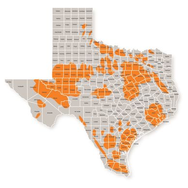 Texas Electricity Service Area Map for Ambit Energy