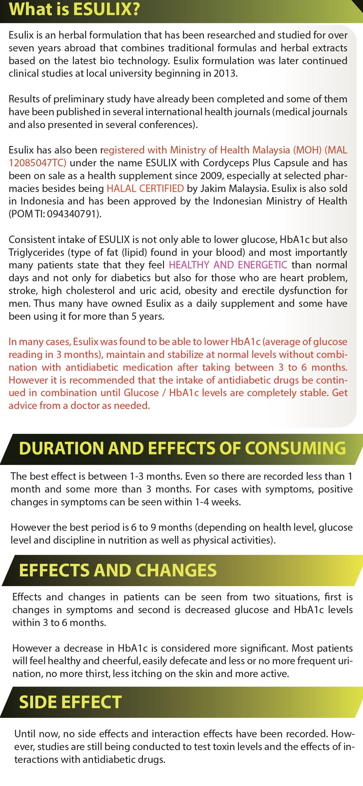 What is ESULIX?
Esulix is an herbal formulation that has been researched and studied for over seven 