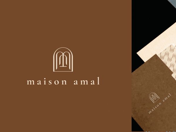 Elegant logo and branding for Maison Amal in warm brown tones.
