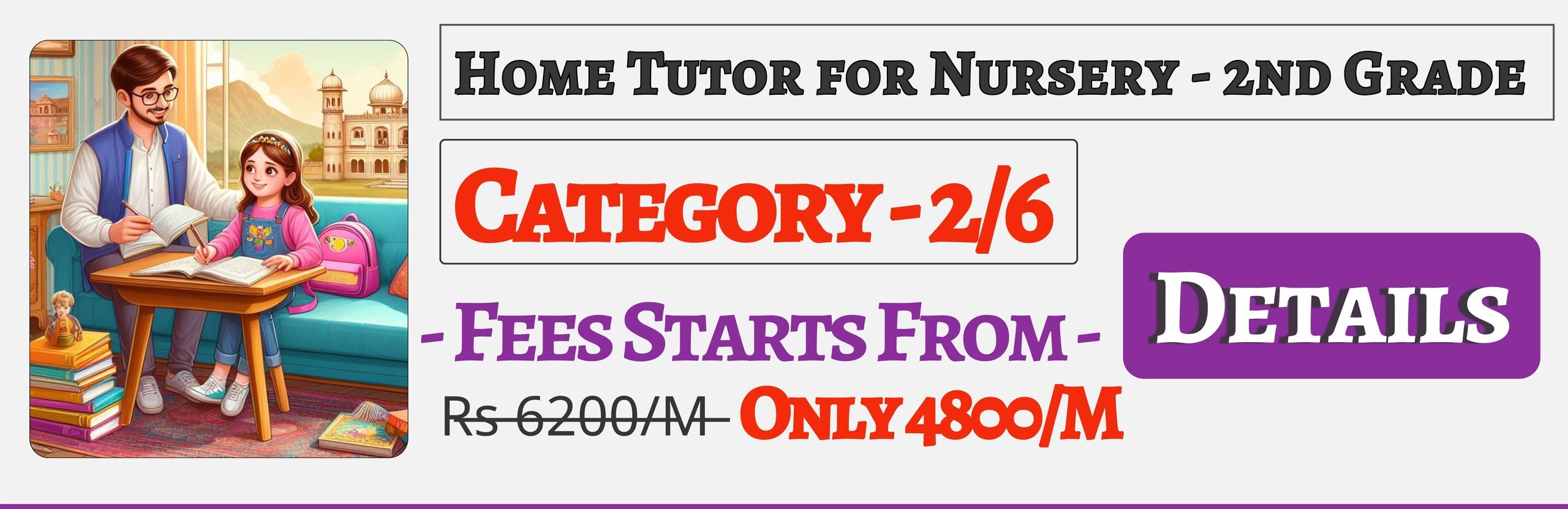 Book Best Home Tuition Tutors For Nursery , Prep , Kg , 1st & 2nd In Jaipur Fees Only 4800/M