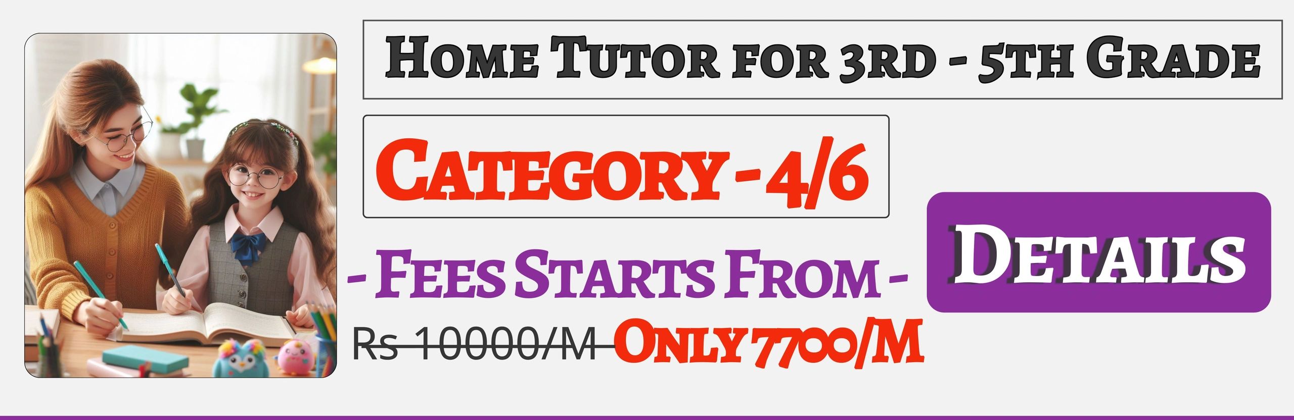 Book Best Home Tuition Tutors For 3rd , 4th & 5th In Jaipur , Fees Only 7700/M