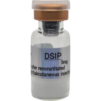 A vial labeled DSIP 5mg for injection.