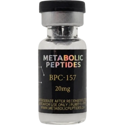 Vial of BPC-157 peptide for research use.