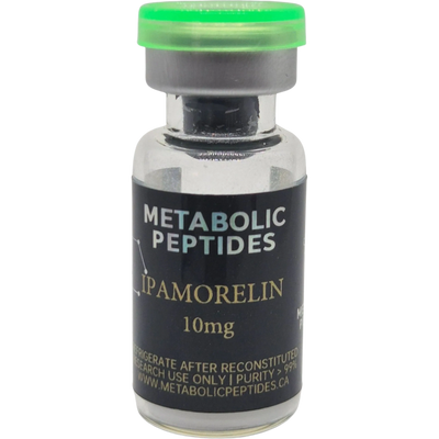 A vial of Ipamorelin peptide for research purposes.