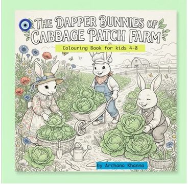 Coloring book cover with bunnies and cabbages.