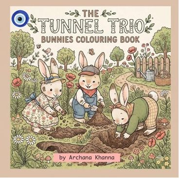 Cover illustration of a bunny-themed coloring book.