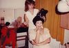 Backstage in the dressing room getting some finishing touches before Die Fledermaus as Roselinde 1983 Wuppertal, Germany