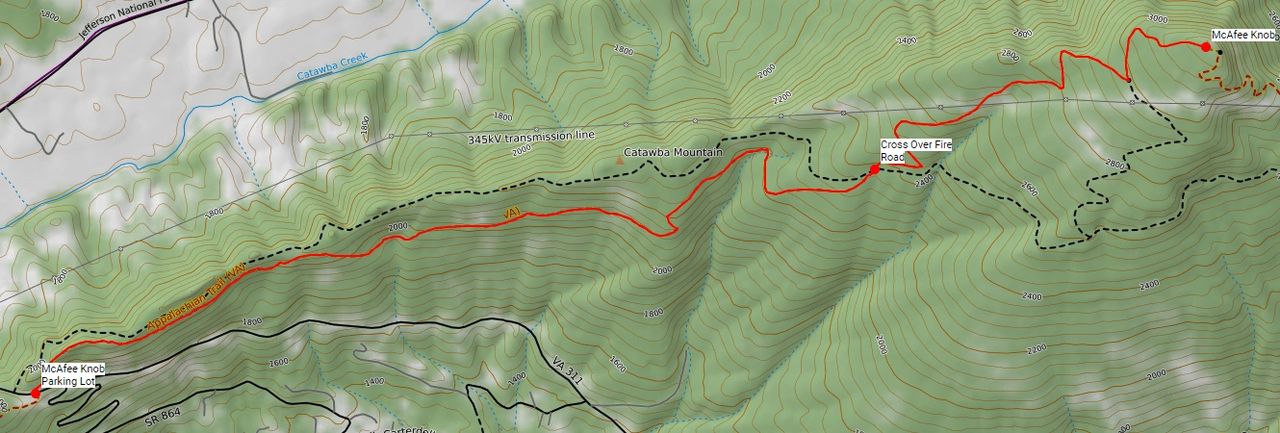 McAfee Knob Map