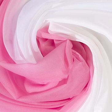 Pink and white fabric artfully twisted into a soft swirl.