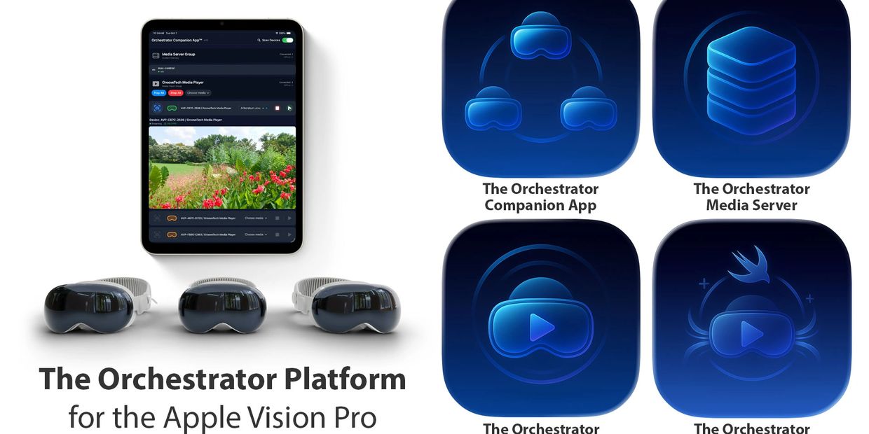 The Orchestrator Platform for Apple Vision Pro with companion app, media server, player, and stream kit.