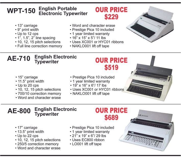 Typewriter Sales Wagner Office Machines