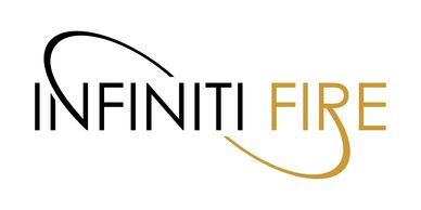 Logo with the words INFINITI FIRE and curved lines.