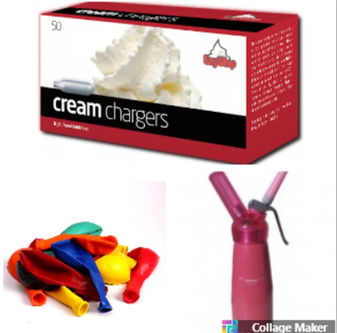 BUNDLE PACK 100 Whip Cream Chargers, Dispenser & Balloons