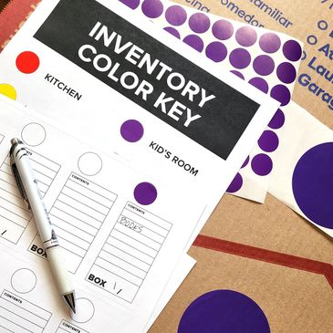 Moving Boxes with Inventory Color Key and Box Label Printables