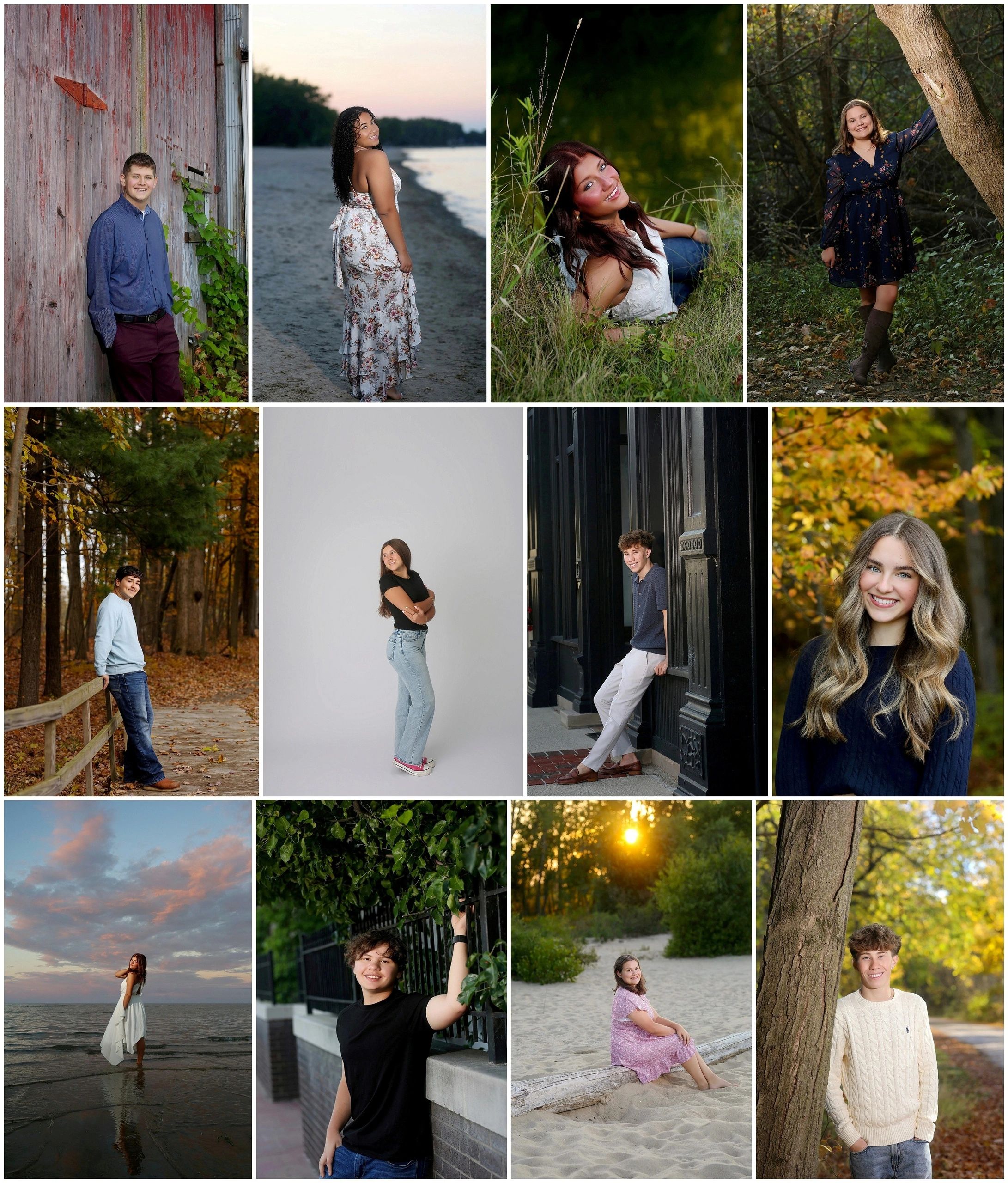 Collage of diverse young individuals posing in various outdoor and studio settings.
