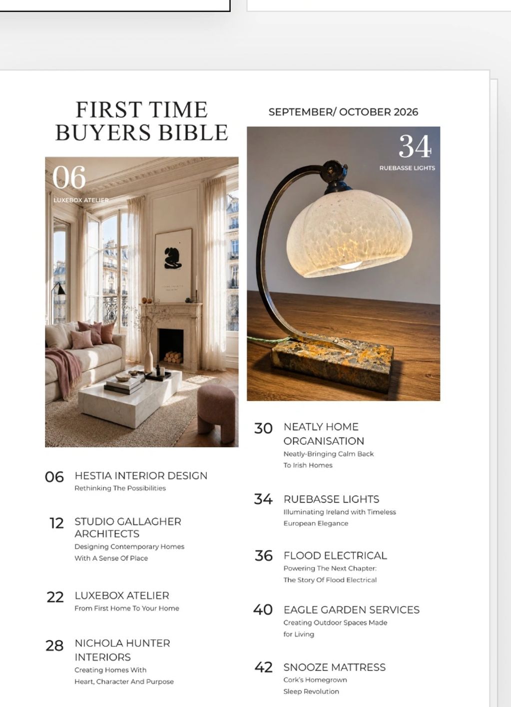 Magazine content page for first-time home buyers.