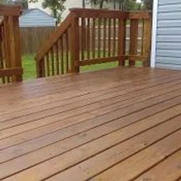 Sherwin Williams SuperDeck, semi-transparent water sealant.