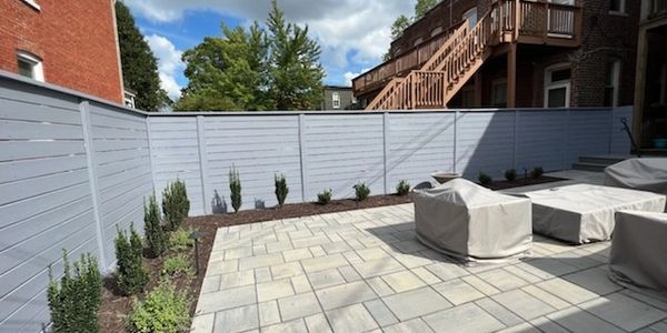 Sherwin Williams SuperDeck solid stain, blue-gray color on Wooden Fence in Richmond, Va 23221, clean