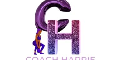 Logo with purple and pink glitter letters 'C' and 'H' and a woman figure.